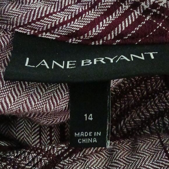 Lane Bryant maroon and white long bell sleeve top blouse Sz 14 EUC - Picture 8 of 8